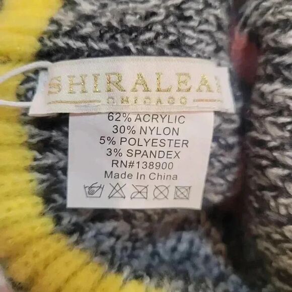 Shiraleah Nancy Women's Gray/Pink/Yellow/Navy Acrylic Blend Striped Knit Cuffed - Picture 5 of 5